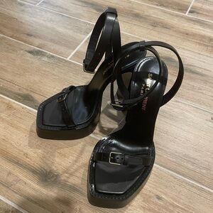 NIB Black Saint Laurent Ankle Strap Platform Heels 36/6